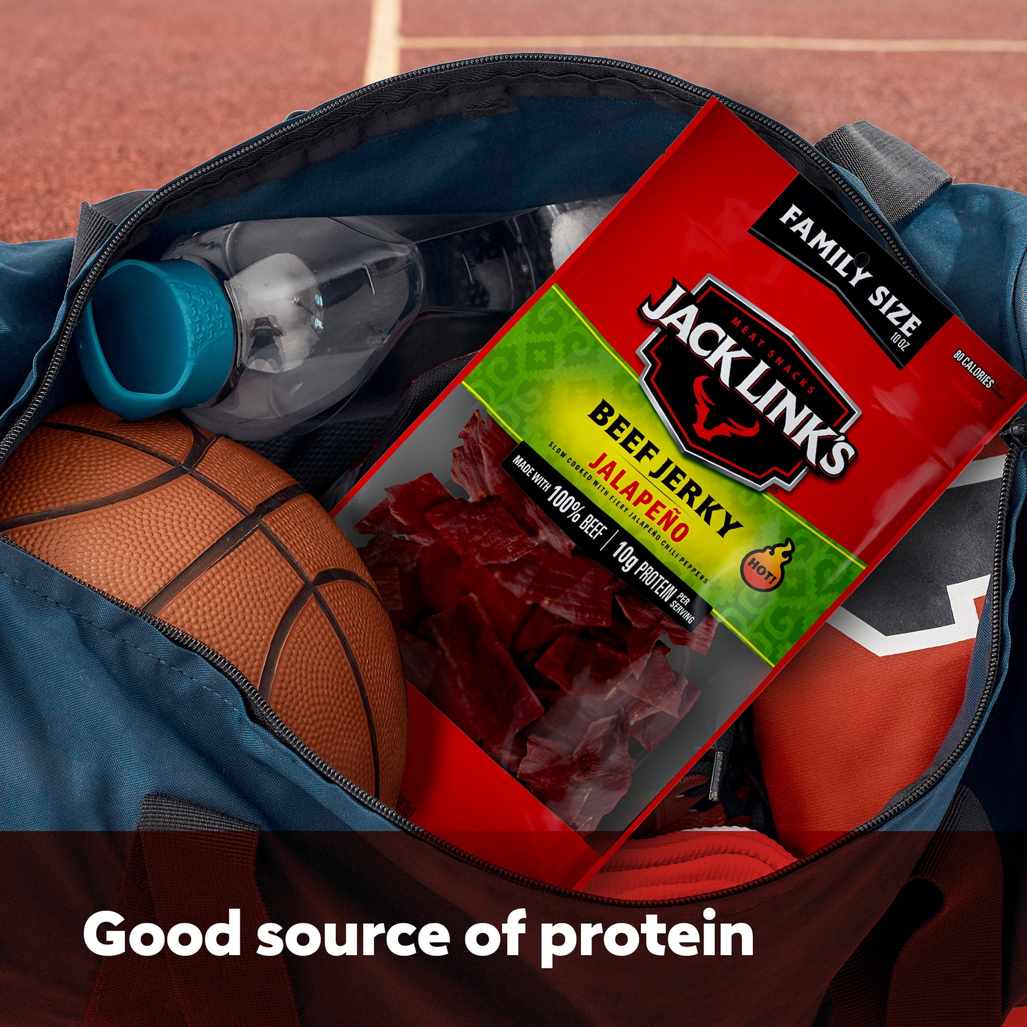 (8 pack) Jack Link’s Spicy Beef Jerky, Jalapeño, Made With 100% Beef, 10g of Protein per Serving, 10 Ounce Bulk Bag