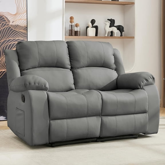 Chizzysit Reclining Couch Sleeper Sofa Set Chaise Lounge Chair Leather Recliner Couch Loveseat for Living Room, Theater Seating - Gray