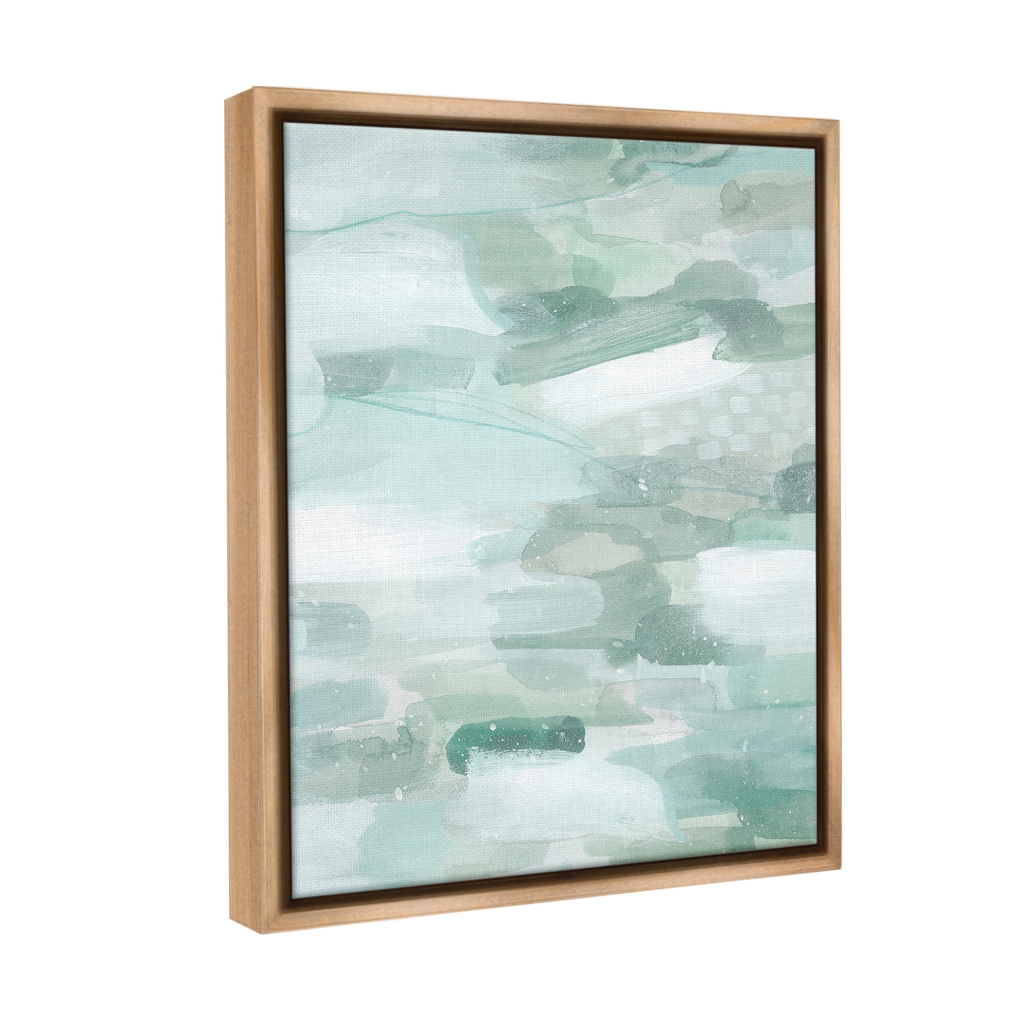 Stupell Industries Green Brush Strokes Abstract Painting Brown Floater Framed Canvas Art Print Wall Art, 17 x 21