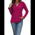 thumbnail image 2 of Camisas Elegantes de Textura para Mujer, de Algodón Básico con Rayas en las Axilas - Sudadera con Capucha Rosa Roja L, 2 of 8