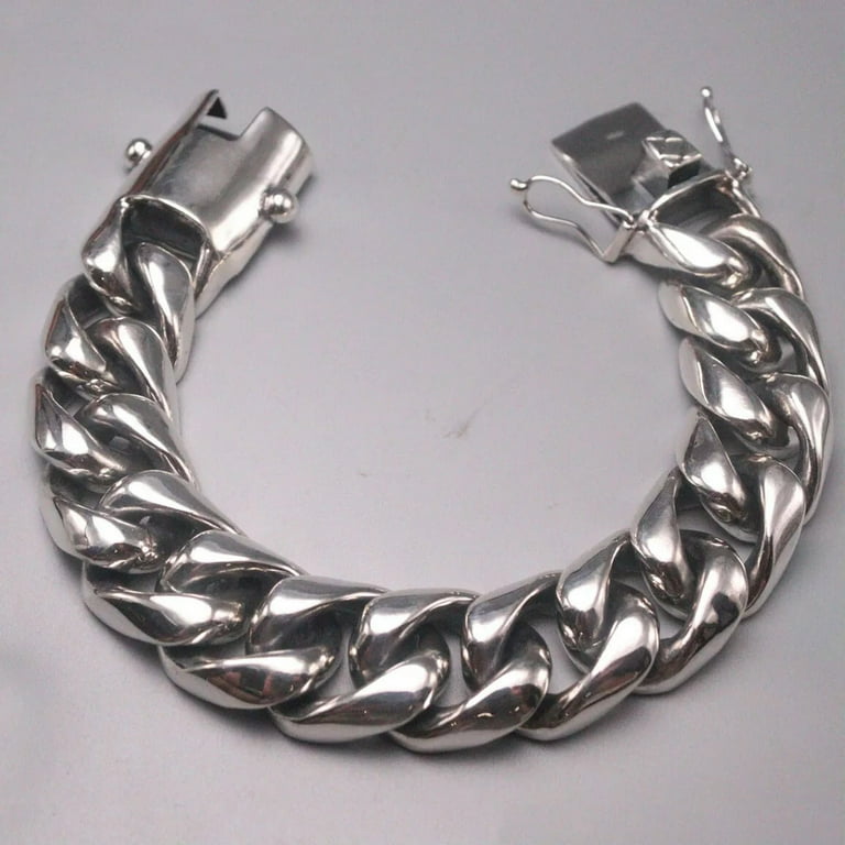 K-KED Solid 925 Sterling Silver Men's Bracelet For Man 20mm Thick