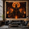 thumbnail image 6 of Black Dragon Above a Blazing Fortress, Dramatic Fantasy for Dragon Fans, Ember-Lit Fire Castle Art, Halloween Gift, Tapestry Wall Hanging for Bedroom and Gaming Room, 6 of 7