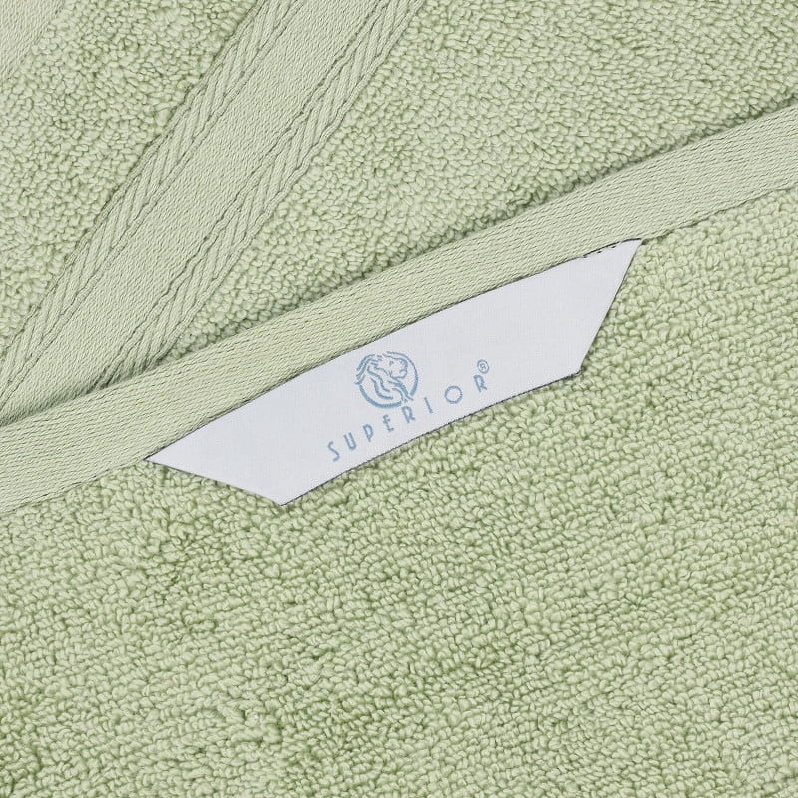 Superior Belmont 8 Piece Zero Twist Towel Set, Ultra Soft Cotton Towels, Green