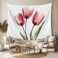 thumbnail image 2 of Pink Tulips Tapestry for Bedroom Wall Hanging Tapestry, Green Leaf Country Flower White Botanical Ceiling Backdrop Tapestries Poster Blanket Wall Decor for Teens Room Living Room Dorm 39" x 59", 2 of 8
