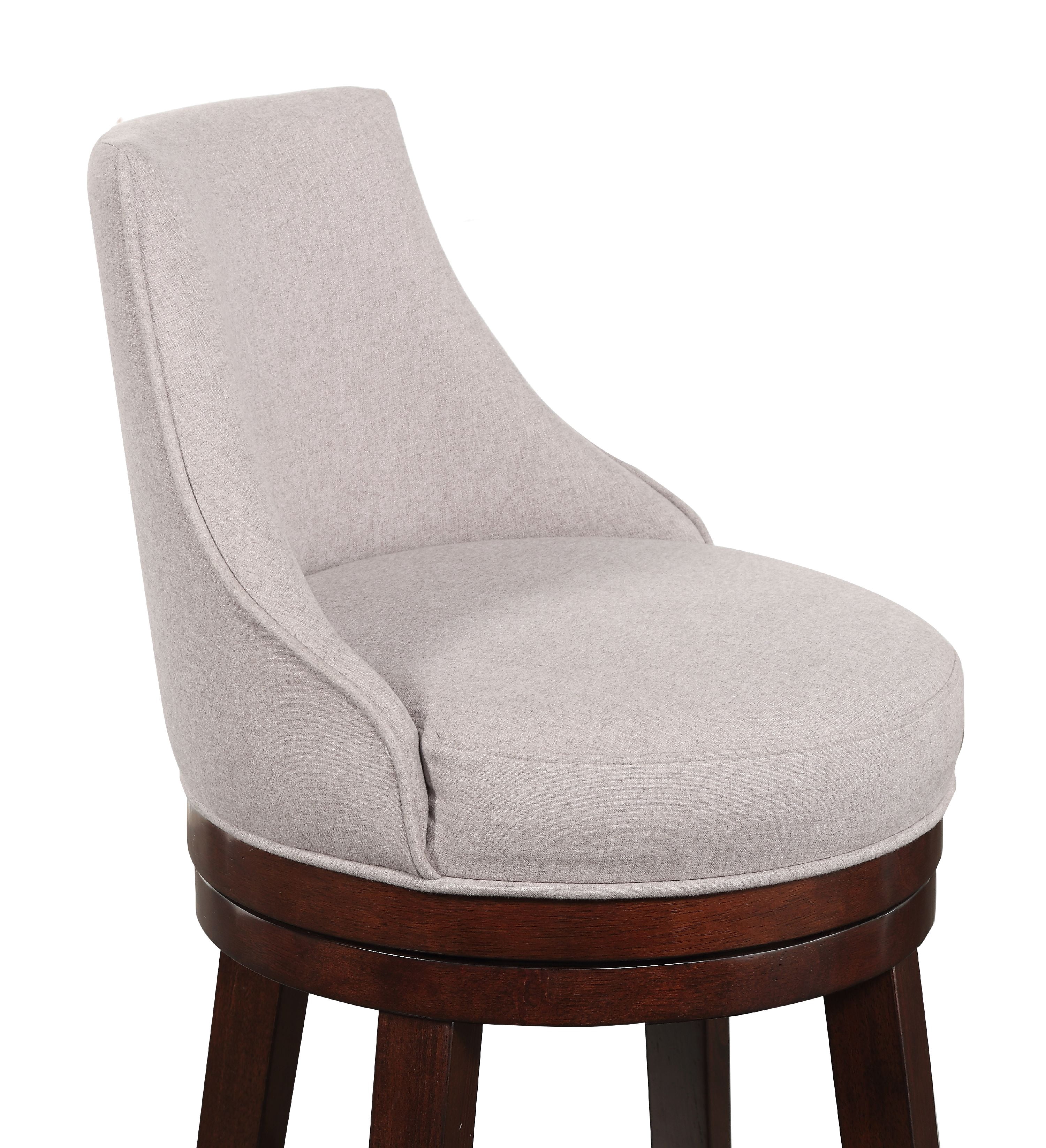 Upholstered Swoop Arm Bar Stool in Soft Grey