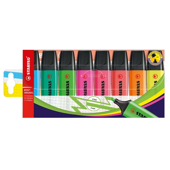 STABILO BOSS ORIGINAL Highlighter Set, 8-Color Classic