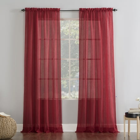 No. 918 Jillian Crushed Voile Sheer Rod Pocket Curtain Panel, 51" x 84", Red
