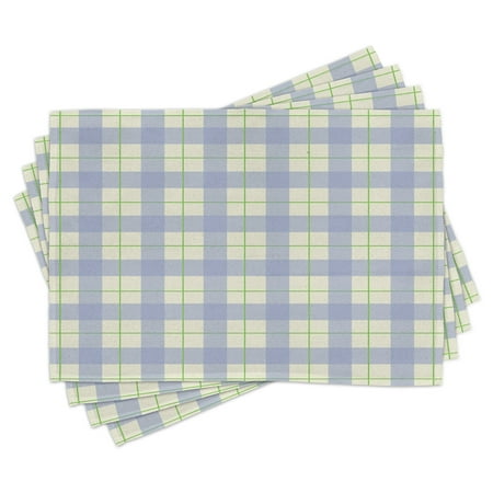 

Checkered Placemats Set of 4 Celtic Style Classic Design Scottish Thin Lines Traditional Tile Washable Fabric Place Mats for Dining Room Kitchen Table Decor Lime Green Baby Blue White by Ambesonne