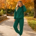 thumbnail image 6 of Trgacdwlo Fleece Lined Sweatsuit Women 2 Piece Outfits Tracksuit Fuzzy Jogging Suit Hooded Set Fall Winter Plush Comfy Sweat Set for Women Green M, 6 of 7