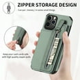 thumbnail image 3 of Jiahe Cover for iPhone XS/X, Credit Card Holder Phone Case with Magnetic Closure,Shockproof Anti-drop Flip Folio Zipper Wallet Kickstand Cover Case, green, 3 of 6
