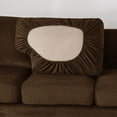 thumbnail image 3 of Luxury Velvet Couch Cover 7 Piece Stretch Sofa Covers for 3 Cushion Couch Thick Soft Spandex Sofa Slipcover Living Room Anti Slip Dogs Pet Furnitre Protector, Dark Brown, 3-Seater Sofa Cover, 3 of 8