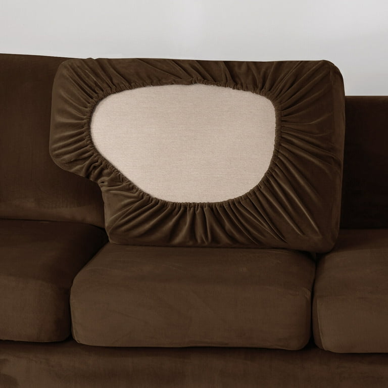 TOPCHANCES 5 Pieces Loveseat Sofa Covers Velvet Stretch Couch Slipcovers for 2 Cushion Sofa Anti Slip Furniture Slipcover with Separate Cushion