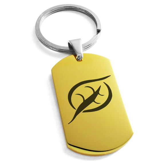 Stainless Steel Elemental Earth Nation Engraved Dog Tag Keychain Keyring