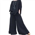 thumbnail image 1 of Conjunto de 2 Piezas de y Algodón para Mujer, Camisa de Larga Extragrande, Pantalones Holgados con Cintura Elástica y 2 Bolsillos. Azul Oscuro 4XL, 1 of 3
