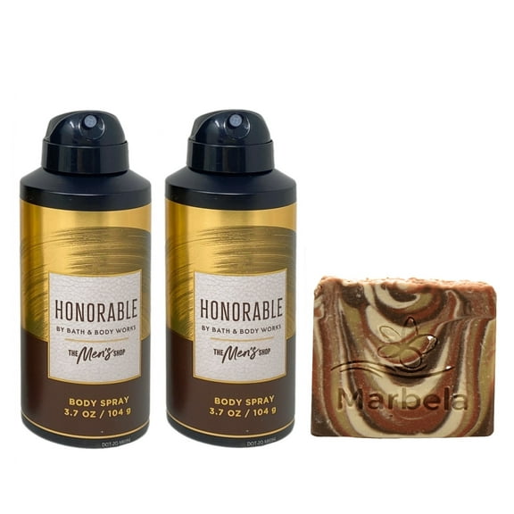 Bath & Body Works The Men's Shop Honorable 2 Pack Body Spray Bundle- with a Clay Baby Bar Soap - Full Size