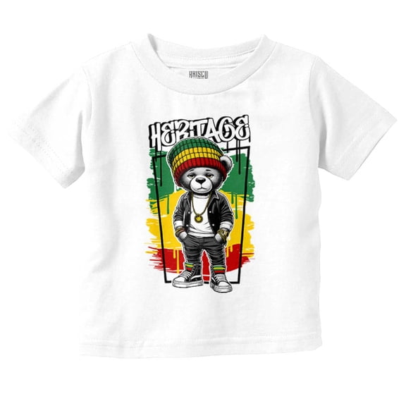 Urban Rastafari Heritage Teddy Bear Toddler Boy Girl T Shirt Infant Toddler Brisco Brands 6M