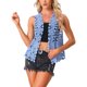 thumbnail image 1 of INSPIRAR CHIC Chaleco sin mangas de frente abierto para mujer, con calados de ganchillo, M Azul, 1 of 5