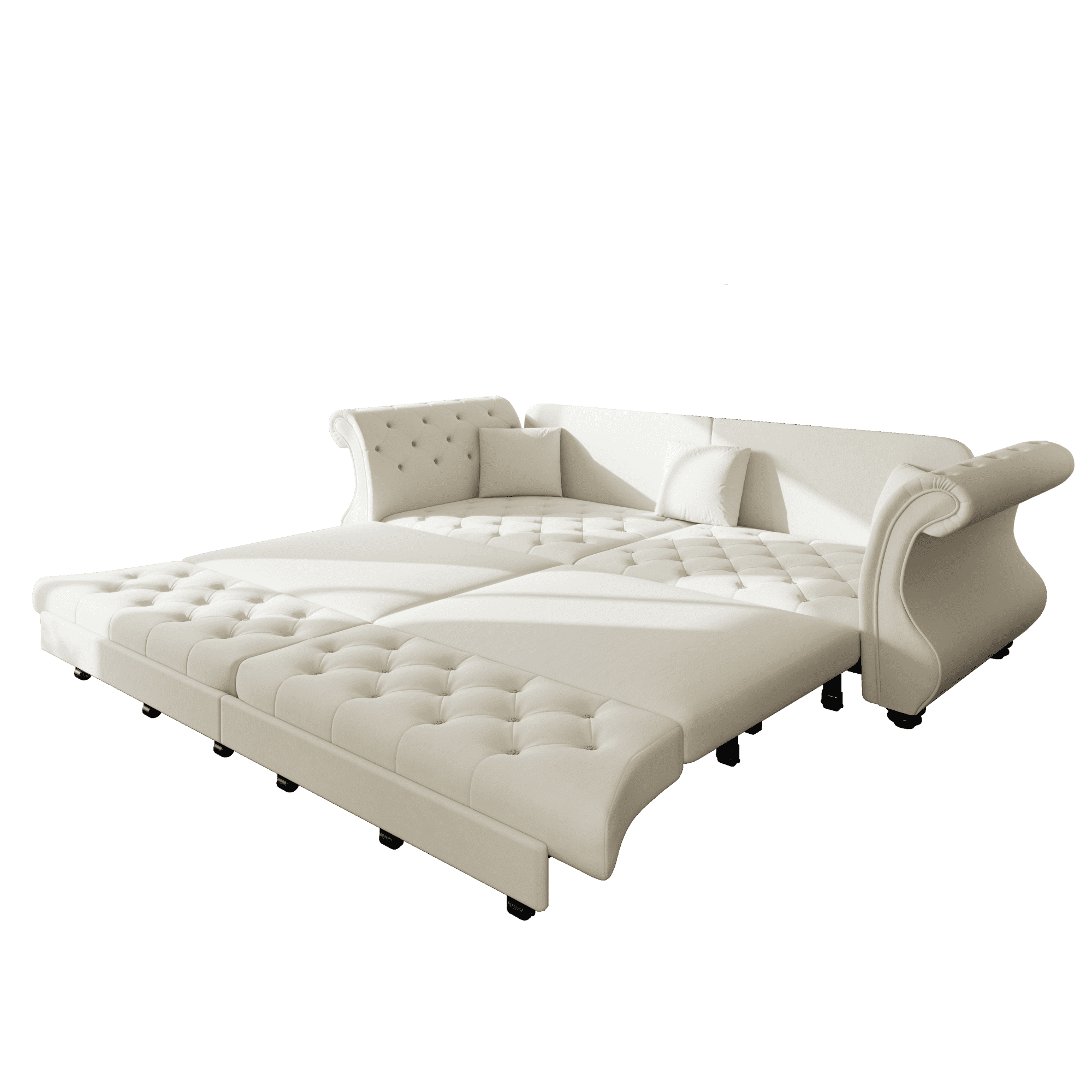 Chesterfield Pull Out Convertible Sofa Bed, Classic Flower Tufted Velvet Loveseat Sleeper Couch With Roll Arms and Pillows, for Living Room Apartment Office