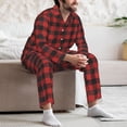thumbnail image 7 of Daiia Red Black Plaid for Men's Long-Sleeved Pajama Set – Soft & Comfortable Sleepwear Button-Up Pajamas Cozy Lounge Wear-Large, 7 of 7