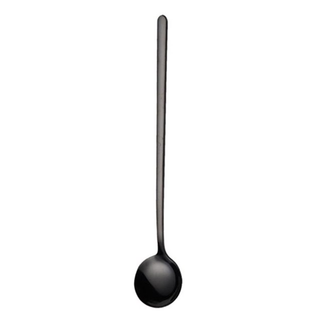 Cuchara de mango largo Cucharadita de postre de helado de acero inoxidable (Negro) JShteea Libre de BPA