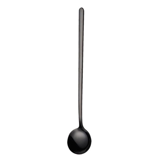 Cuchara de mango largo Cucharadita de postre de helado de acero inoxidable (Negro) JShteea Libre de BPA