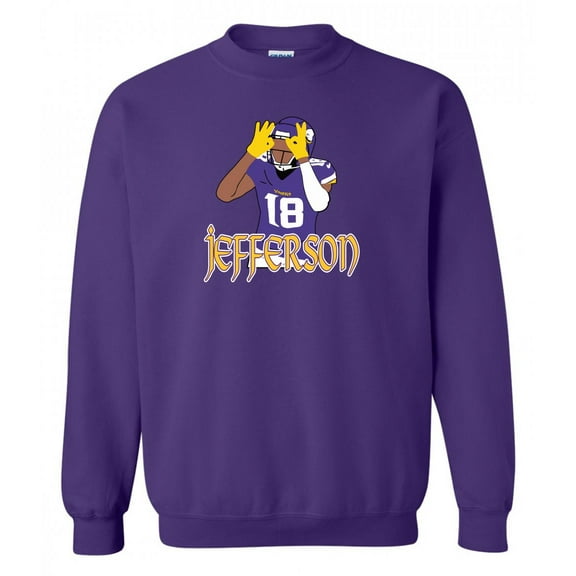 PURPLE Vikings Justin Jefferson Pic Crew Neck Sweatshirt ADULT