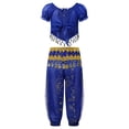 thumbnail image 2 of Alvivi Kids Girls Belly Dance Outfits Sequin Tassels Crop Top with Bloomers Pants Fancy Dress Up Blue 3Pcs/Set 9-12, 2 of 7