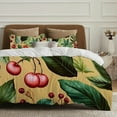 thumbnail image 5 of PRATYUS Leaves Berries Green Leafy 3-Piece Bedding Set (Single-Sided Print) Comfortable and Breathable Peach Skin Velvet Bedroom Guest Room 87x68in, 5 of 8