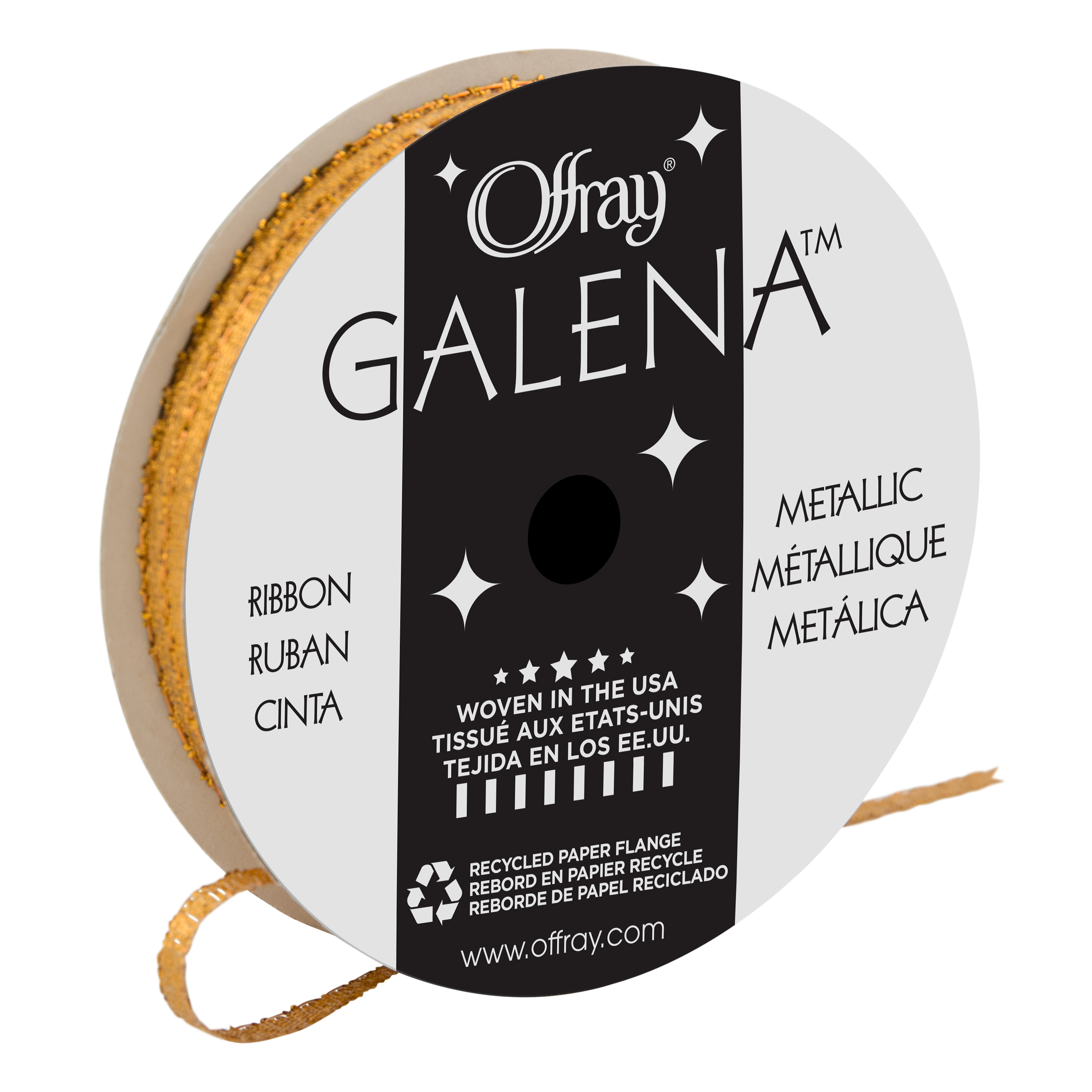(8 pack) Offray Ribbon, Copper 1/8 inch Galena Metallic Ribbon, 9 feet