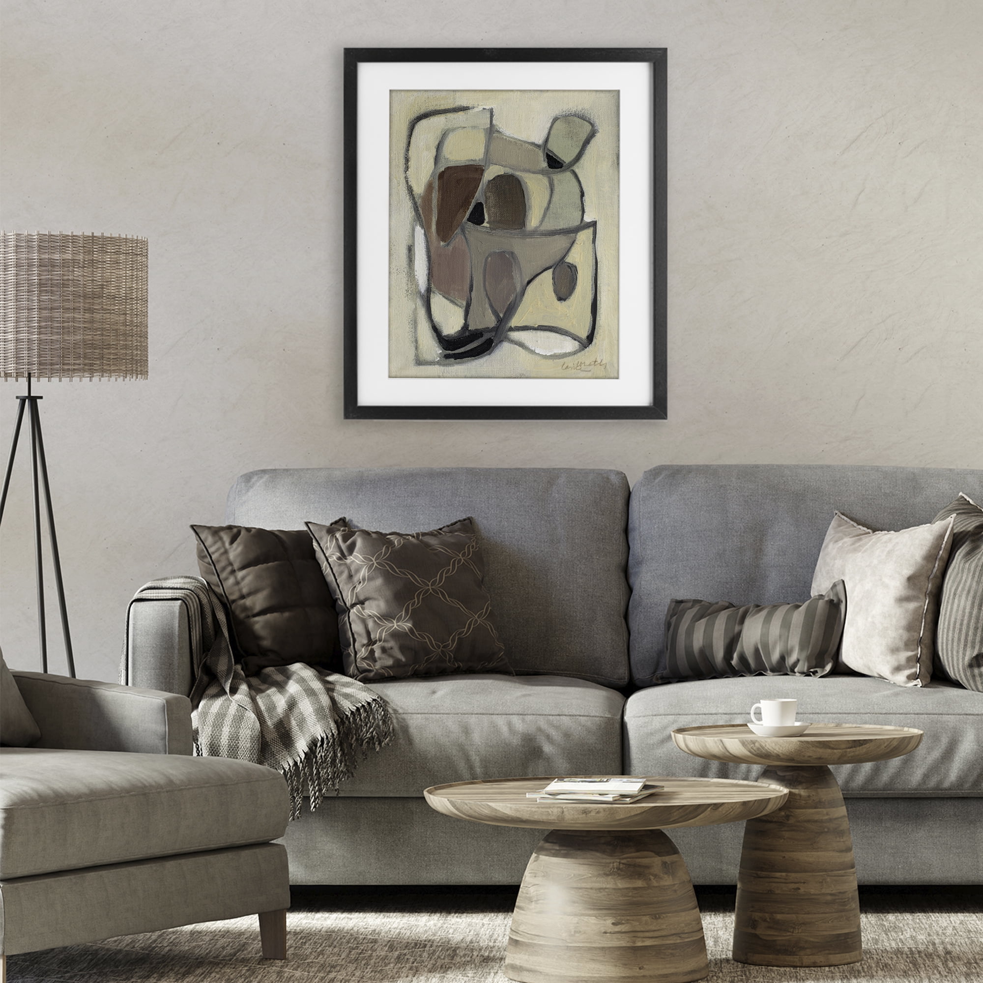 Stupell Industries Rustic Curved Shapes Abstract Black Framed Print Under Glass, design by Lanie Loreth