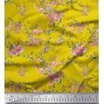 thumbnail image 1 of Soimoi Yellow Heavy Satin Fabric Roses & Ranunculus Floral Fabric Prints By Yard 56 Inch Wide, 1 of 3