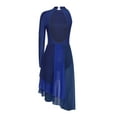thumbnail image 4 of iiniim Women Lyrical Performance Asymmetrical Split Leotard Dress Modern Dance Costume Navy Blue L, 4 of 7