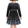 thumbnail image 3 of FKELYI Glitter Star Print Long Sleeve Dresses Teen A Line Skater Casual Twirly Dress Elastic Teen Dresses Long Sleeve Aged 13-14 Years, 3 of 4