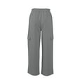 thumbnail image 3 of DuoJiaJ Linen Pants Women Elastic High Waisted Drawstring Cargo Pants Baggy Wide Leg Pant Casual Beach Pant Lightweight Travel Casual Pants for Women, 3 of 5