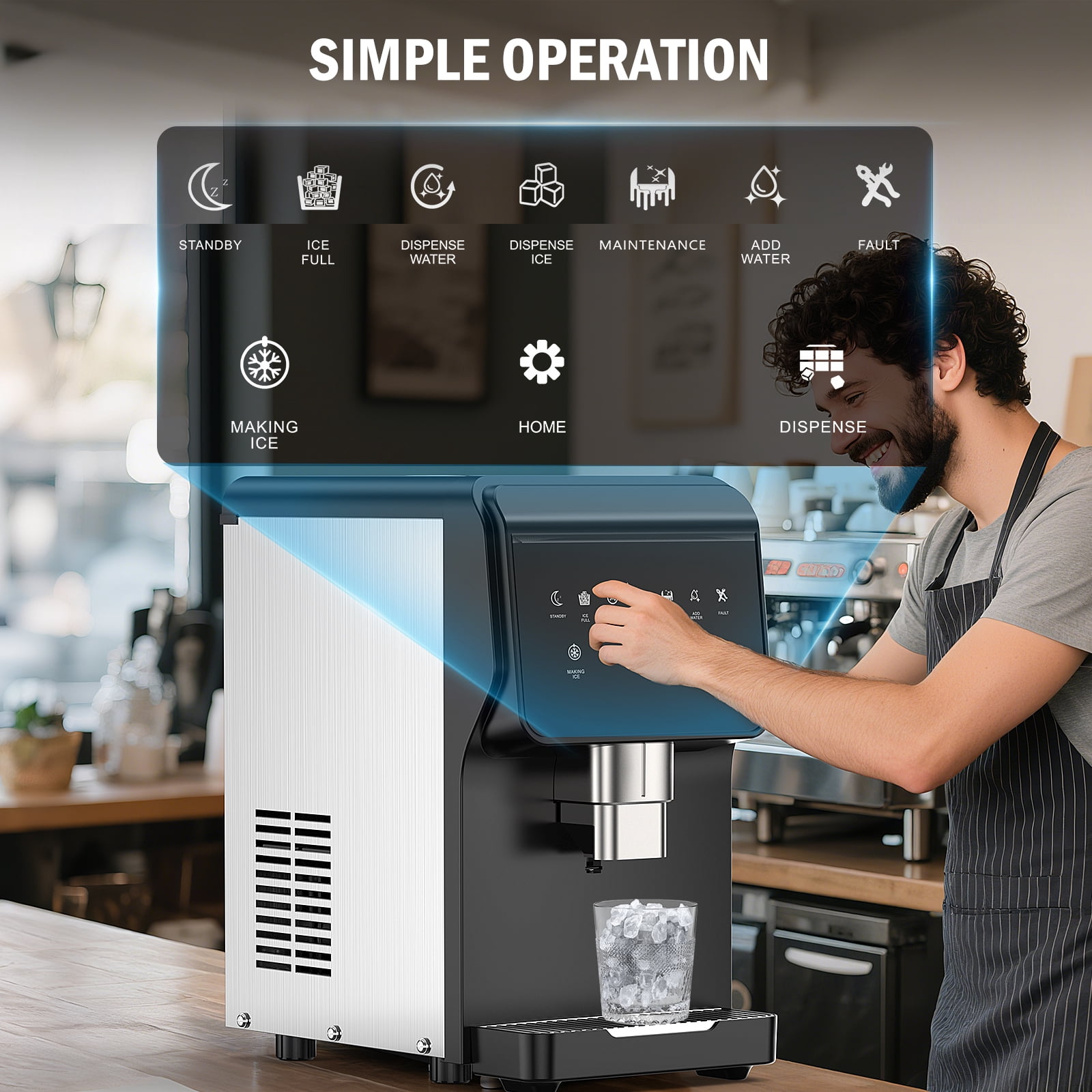 Tittla Ice Maker Countertop 80lbs/24H Soft Chewable Pellet Ice Maker Machine Dispenser with Water Reservoir, Self-Cleaning, Pebble Ice Machine for Home Kitchen with WiFi & Smart Connected