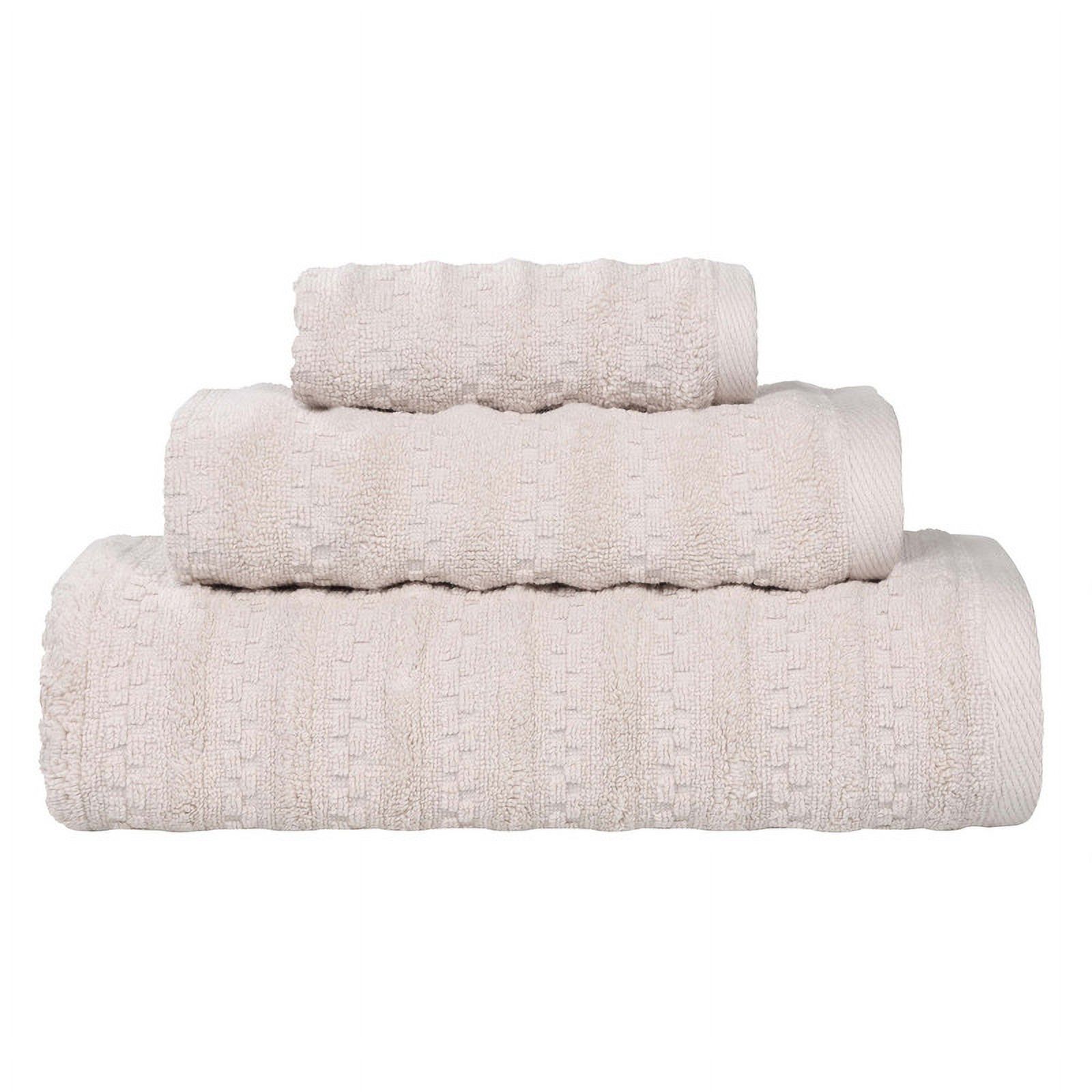 Superior Zuma Waffle Textured Stripes Zero Twist 3 Piece Towel Set, Silver