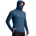 thumbnail image 2 of Men's Sun Protection Hoodie with Built-in Face Mask and Long Sleeves Featuring Ice Silk Fabric in Black Blue Brown Green for Summer Fishing Hiking Cycling or Outdoor Work Dark Blue L, 2 of 5
