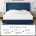 thumbnail image 3 of Yaheetech Upholstered Platform Bed with Tufted Headboard and Wing Side, Queen, Blue, 3 of 7
