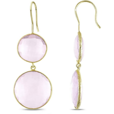 Tangelo 40 Carat T.G.W. Synthetic Pink Quartz Brass Drop Earrings