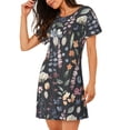 thumbnail image 2 of Sikiie Wildflower Watercolor 1 Print Women's Short-sleeved Nightdress, Round Neck Pullover Nightdress Pajamas Summer Home Wear, 2 of 6