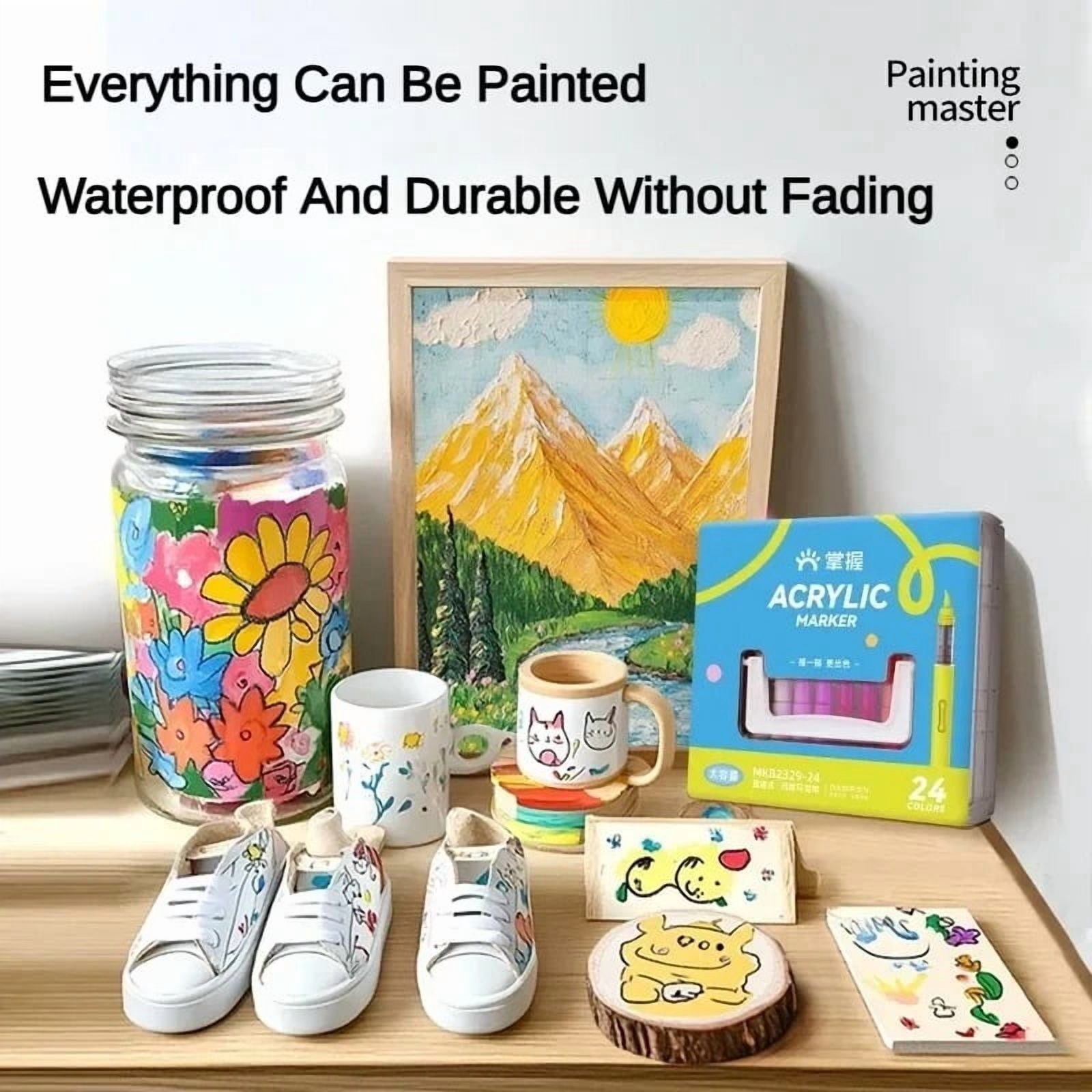 36/48/60/80 Colors Acrylic Paint Markers with Carrying Bag and Shoulder Strap, Soft Brush Tip Paint Pens, Acrylic Pens for Wood, Stone, Canvas, Glass, Fabric, Egg, Rock Painting