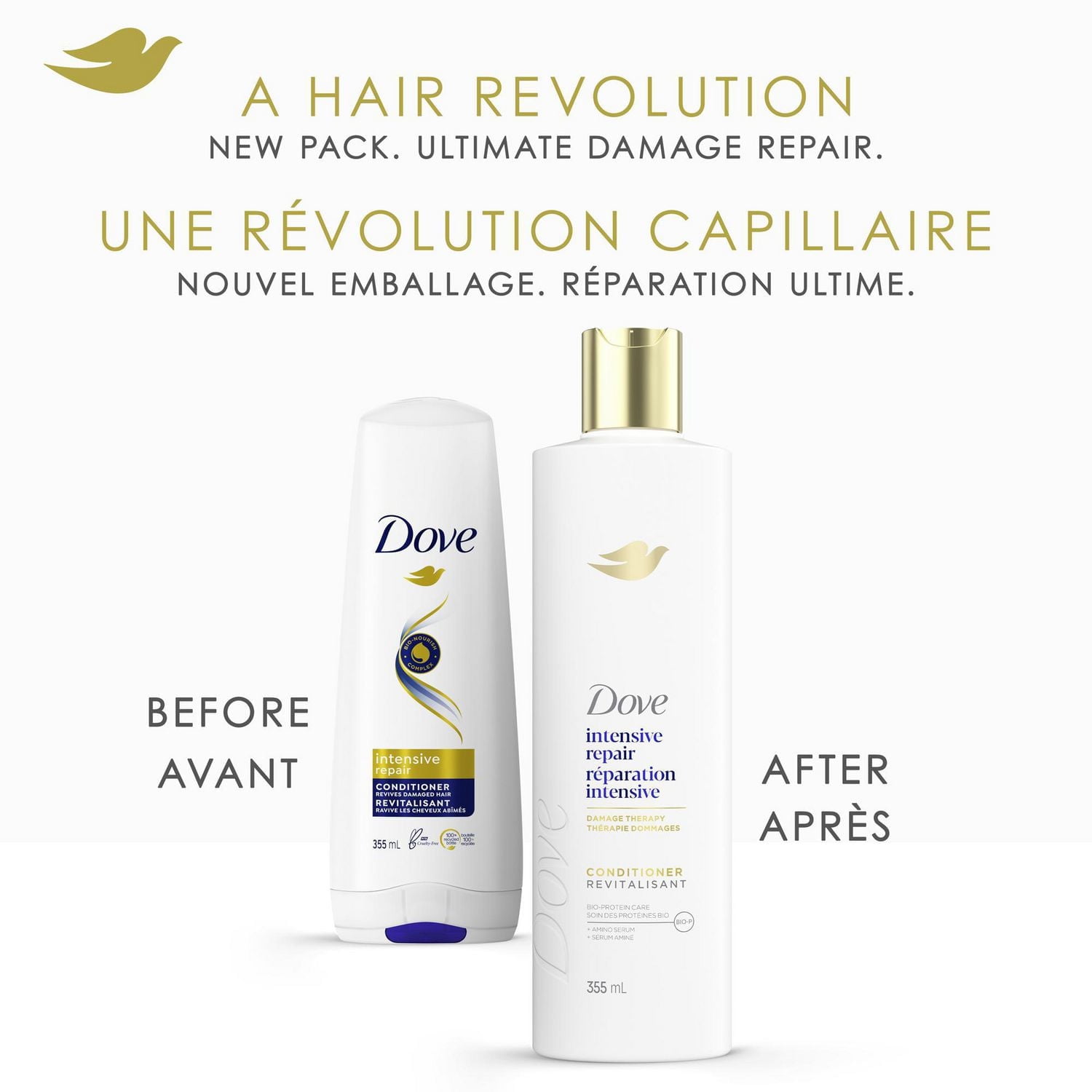 Revitalisant pour Cheveux Abîmés Dove Réparateur Intensif avec Soin Bio-Protéine Liquide, 355mL 355 ML