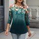 thumbnail image 5 of TaTaai Women's Trendy Printed Button Crew Neck 3/4 Sleeve Loose Casual Tops Lightweight Breathable Soft Blouses for Daily Office Party Vacation Outfits Gift, 5 of 7