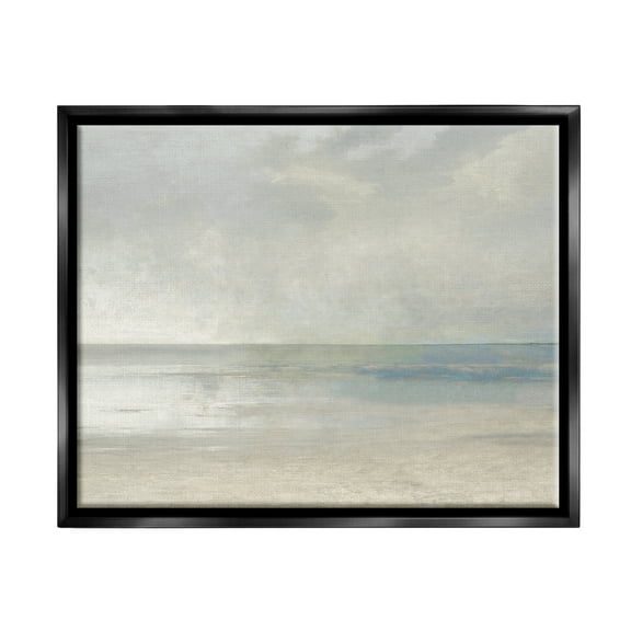 Stupell Sandy Tide Ocean Horizon Landscape Painting Black Floater Framed Art Print Wall Art