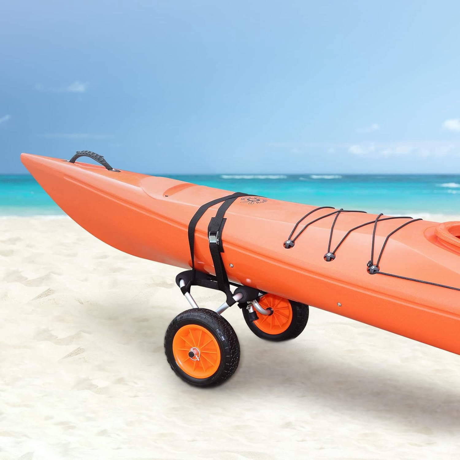 CHTER Kayak Cart, 250lbs Load Capacity, Foldable Kayak Dolly Aluminum Kayak Wheels with 10'' Solid Tires for Kayaks Carrier Canoes Paddleboard Kayak Trolley Float Mats Jon Boats