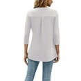thumbnail image 4 of Liacowi Women Blouse 3/4 Sleeve Button V-Neck T-Shirts Loose Casual Shirts Tunic Tops Streetwear, 4 of 5