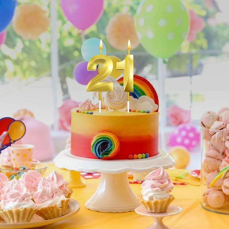 21st Birthday Candles Gold Number 21 - Sparkling Cake Candles For 21st Birthday Celebration