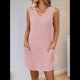 thumbnail image 5 of Chaleco Tipo Jersey para Mujer, Vestido Liso con Bolsillos, Rosa, Talla XL, 5 of 9