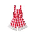 thumbnail image 3 of Puloru Baby Plaid Print Short Romper, Sleeveless Square Collar Sling Jumpsuit, 3 of 9