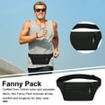 thumbnail image 4 of Unisex Fanny Pack Phone Bag Elastic Adjustable Waist Strap Multi Compartments Zipper Closure Outdoor Jogging Cycling Waist Bag-Black, 4 of 7